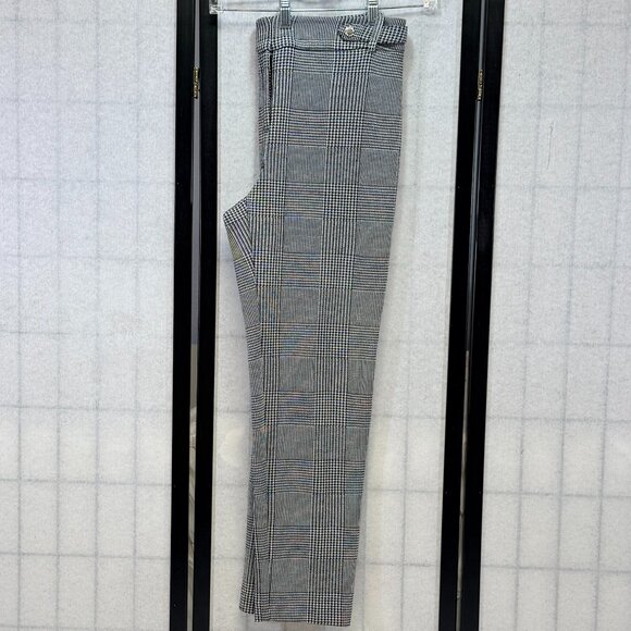 Calvin Klein Slim Stretch Knit Houndstooth Plaid Dress Pants 10 Black White - Picture 5 of 12